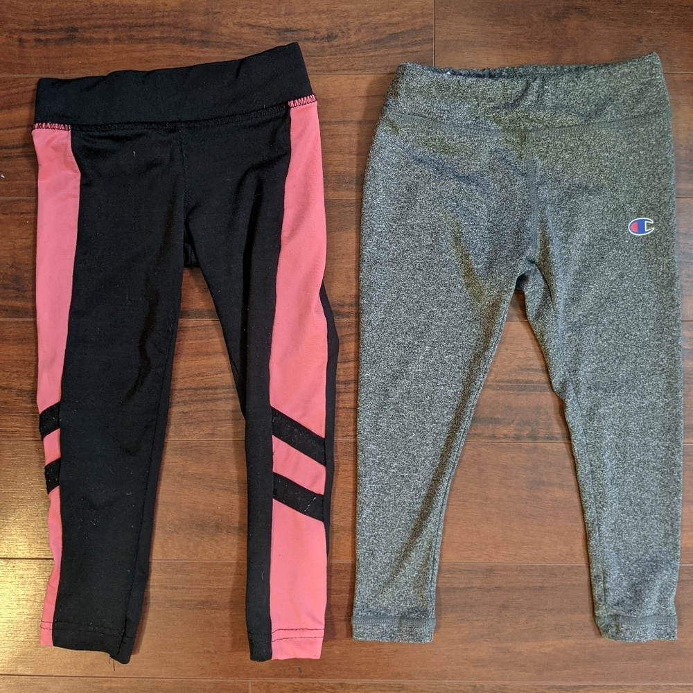 Two pairs of toddler girl "workout" pants